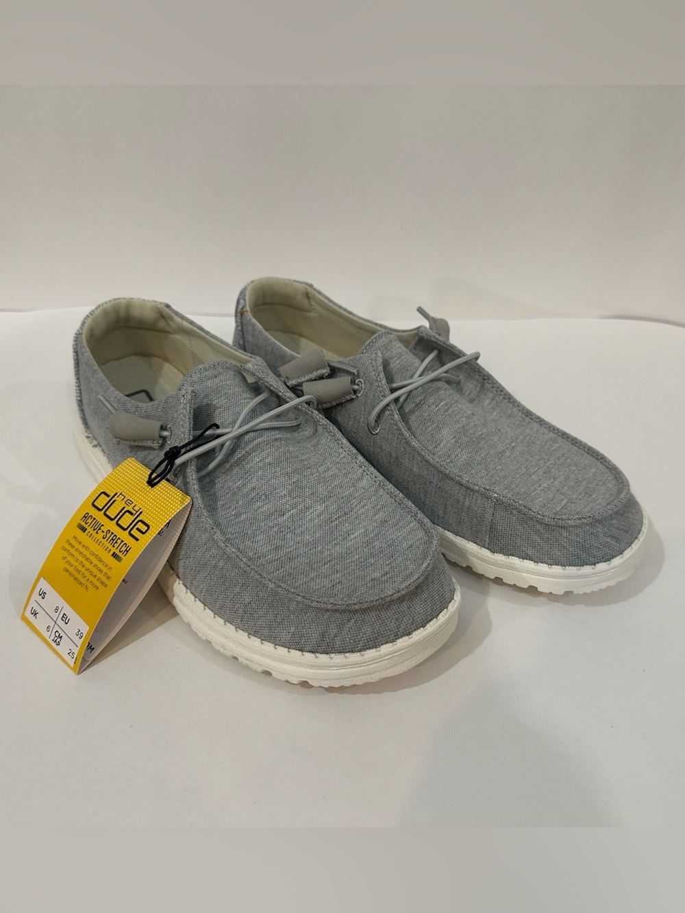 NWT Hey Dude Grey Stretch Canvas Wendy Shoes for Women, Size 8